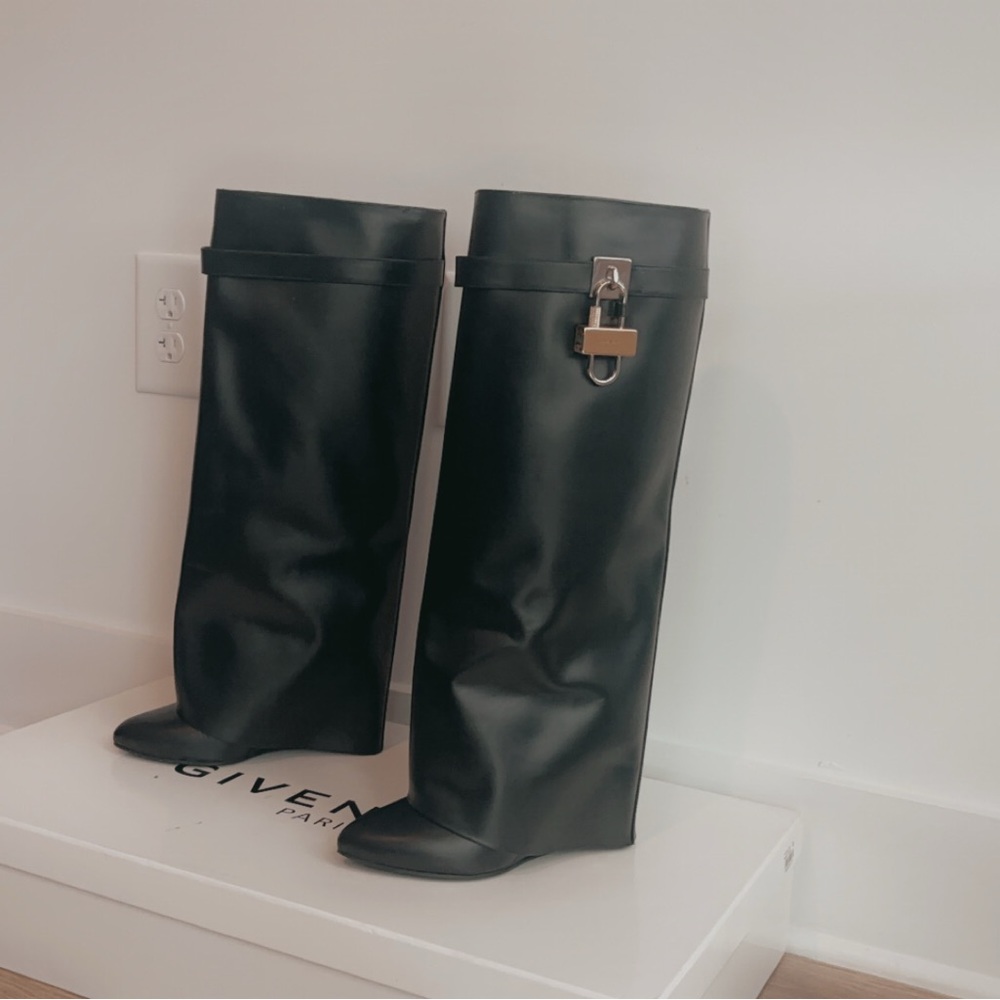 Givenchy Black Heeled Boots with Lock Detail